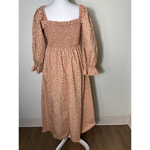 English Factory TAn Floral Peasant Dress Sz L - Picture 3 of 4